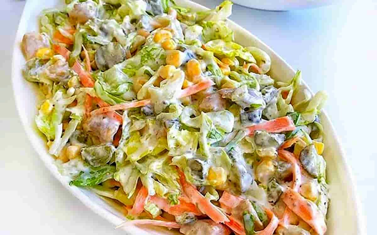 طرز تهیه سالاد مقوی که جایگزین شامه | با چند قلم سبزیجات و مرغ  یه سالاد مقوی بساز 