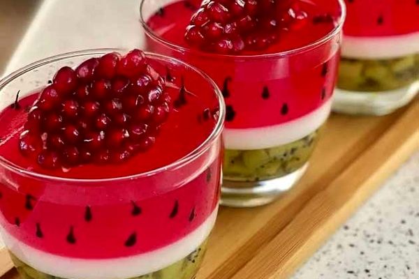 ژله جذاب و خوشمزه | آموزش یک دسر طرح هنداونه آسان برای شب یلدا
